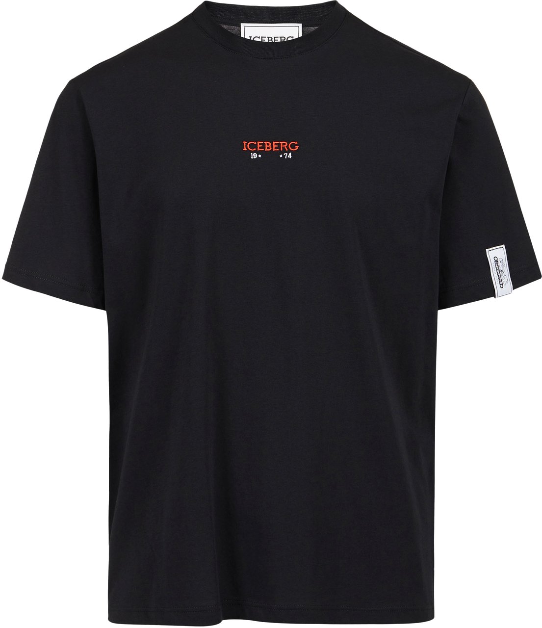 Iceberg Regular fit black T-shirt with embroidered Iceberg logo and Peanuts print on the back Zwart
