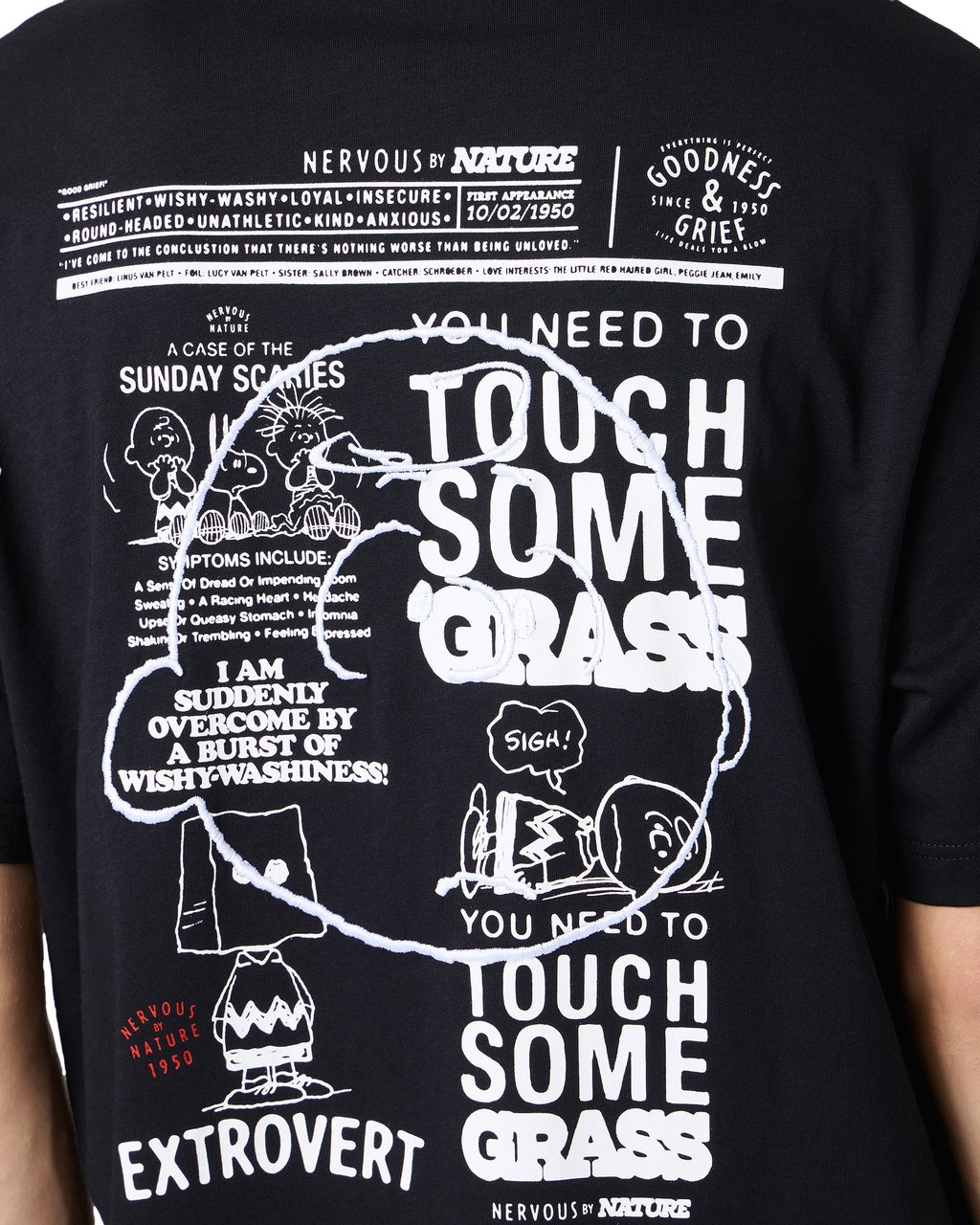 Iceberg Regular fit black T-shirt with embroidered Iceberg logo and Peanuts print on the back Zwart