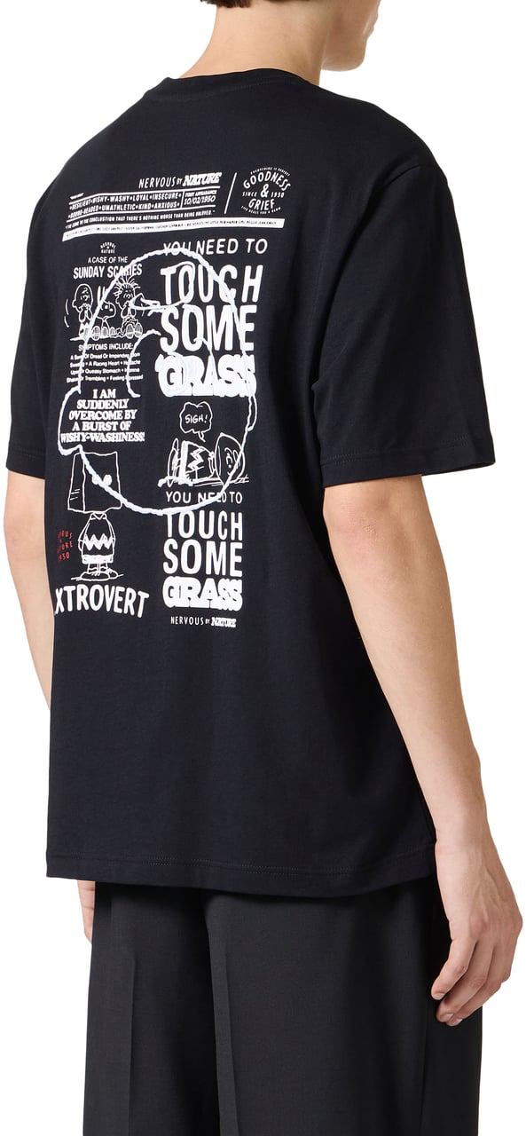 Iceberg Regular fit black T-shirt with embroidered Iceberg logo and Peanuts print on the back Zwart