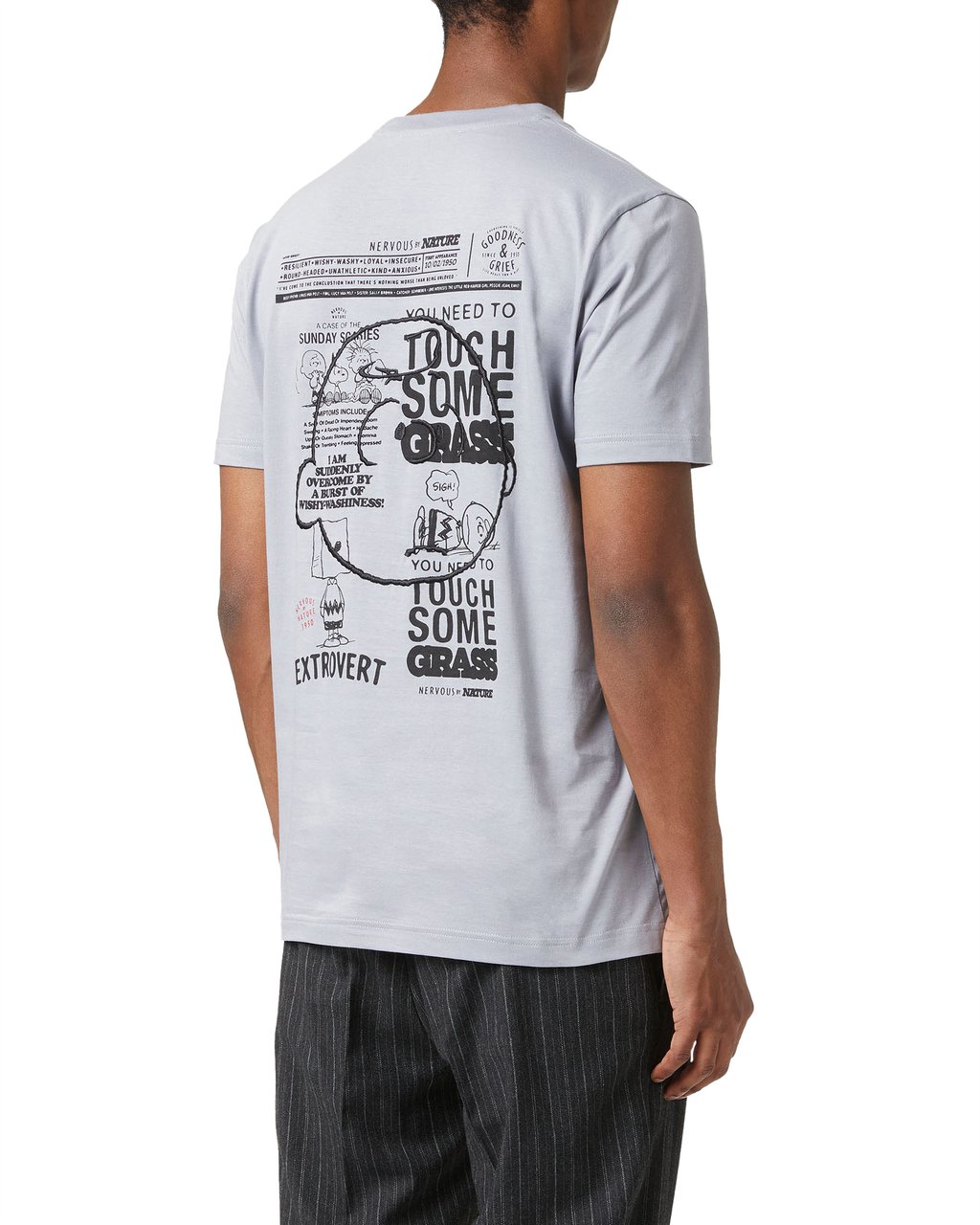 Iceberg Regular fit light grey T-shirt with embroidered Iceberg logo and Peanuts print on the back Grijs