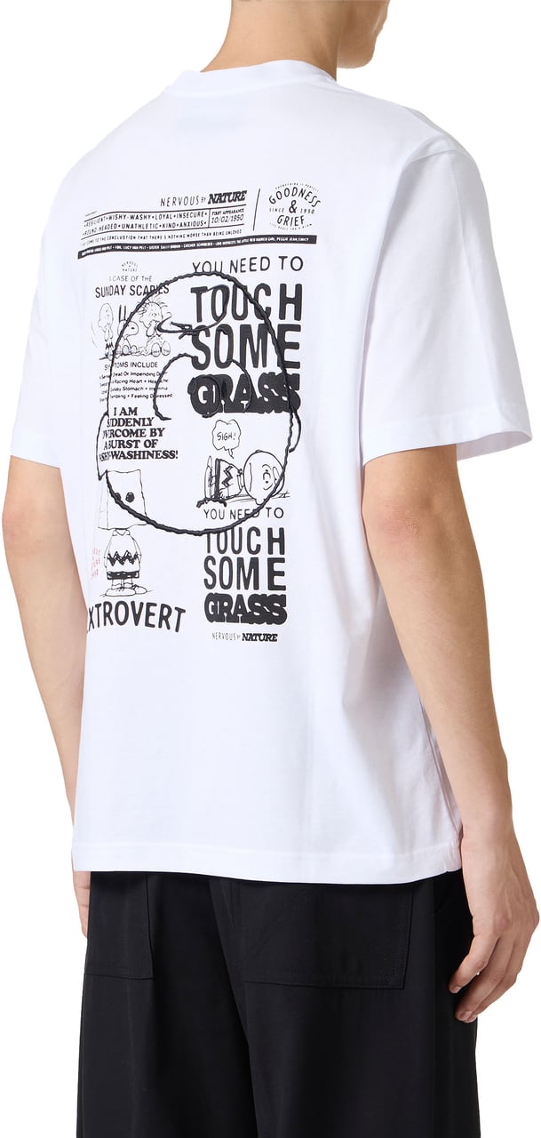 Iceberg Regular fit optical white T-shirt with embroidered Iceberg logo and Peanuts print on the back Wit