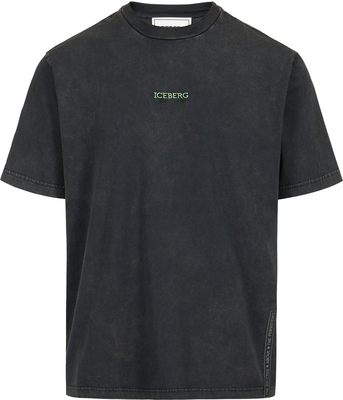 Iceberg Regular-fit black T-shirt in garment-dyed jersey with SpongeBob details Zwart