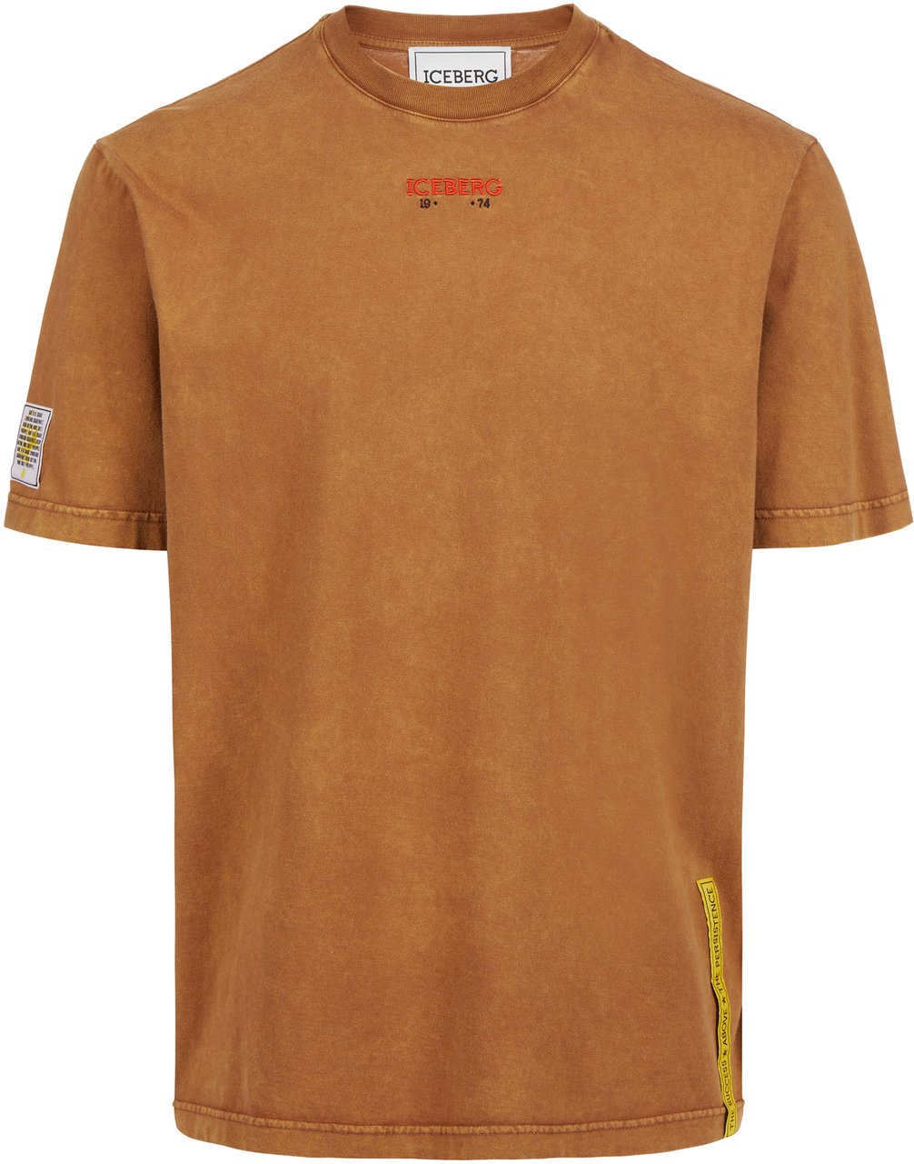 Iceberg Regular-fit hazelnut-colored T-shirt in garment-dyed jersey with SpongeBob details Bruin