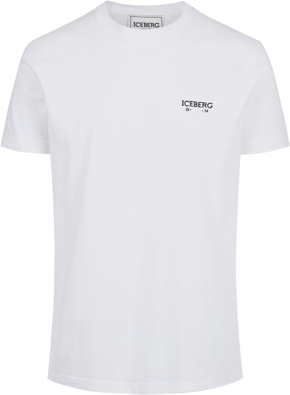 Iceberg Regular fit optical white T-shirt with embossed Iceberg logo Wit