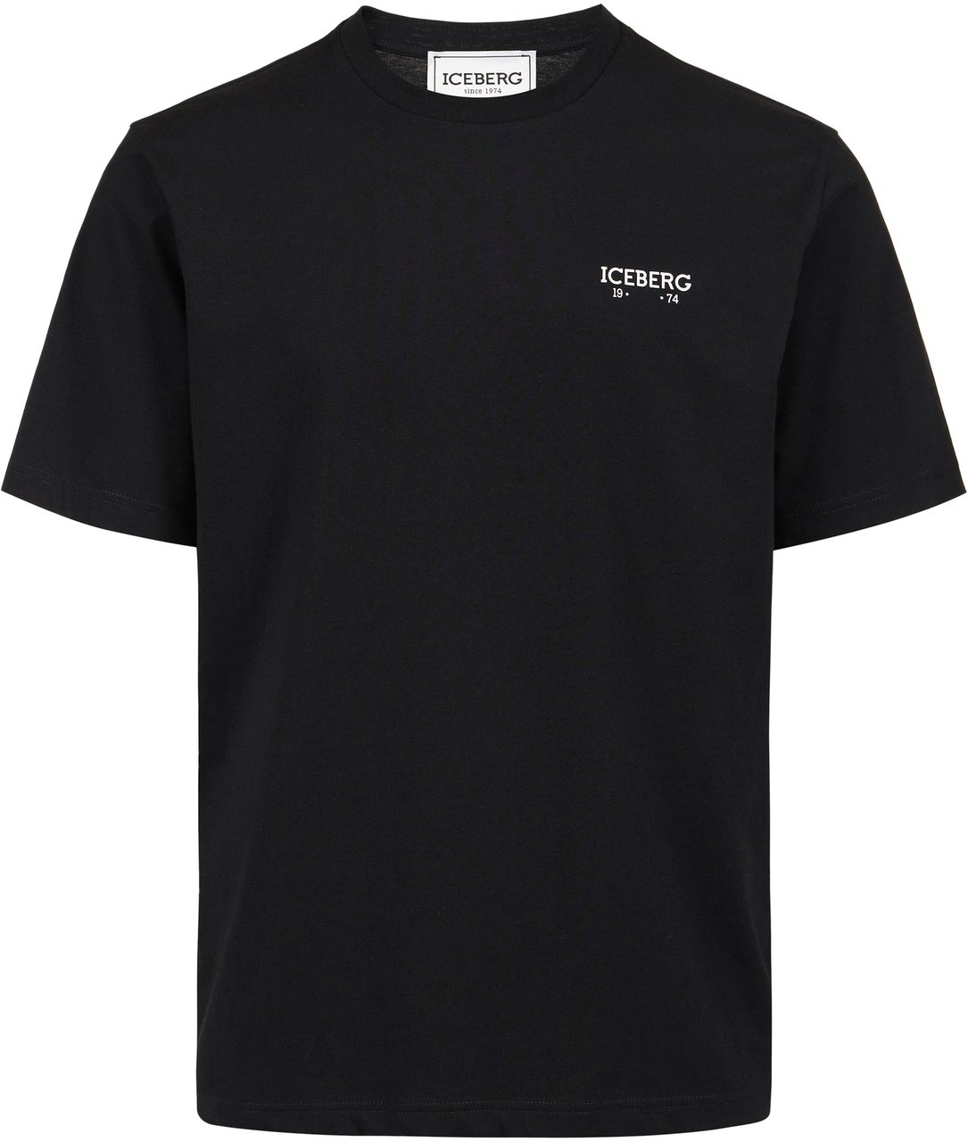 Iceberg Regular fit black white T-shirt with embossed Iceberg logo print Zwart