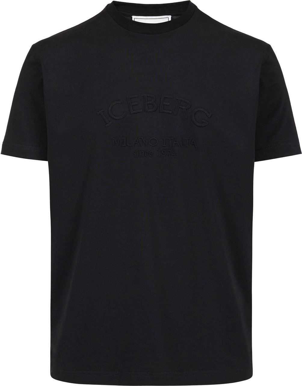 Iceberg Regular fit black T-shirt with Iceberg Milano Italia embroidery in wool thread Zwart