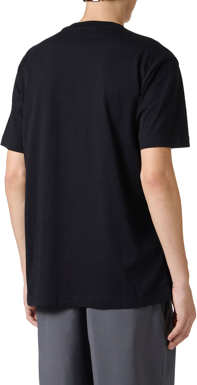 Iceberg Regular fit black T-shirt with Iceberg Milano Italia embroidery in wool thread Zwart