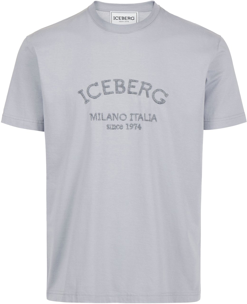 Iceberg Light grey regular fit T-shirt with Iceberg Milano Italia embroidery in wool thread Grijs