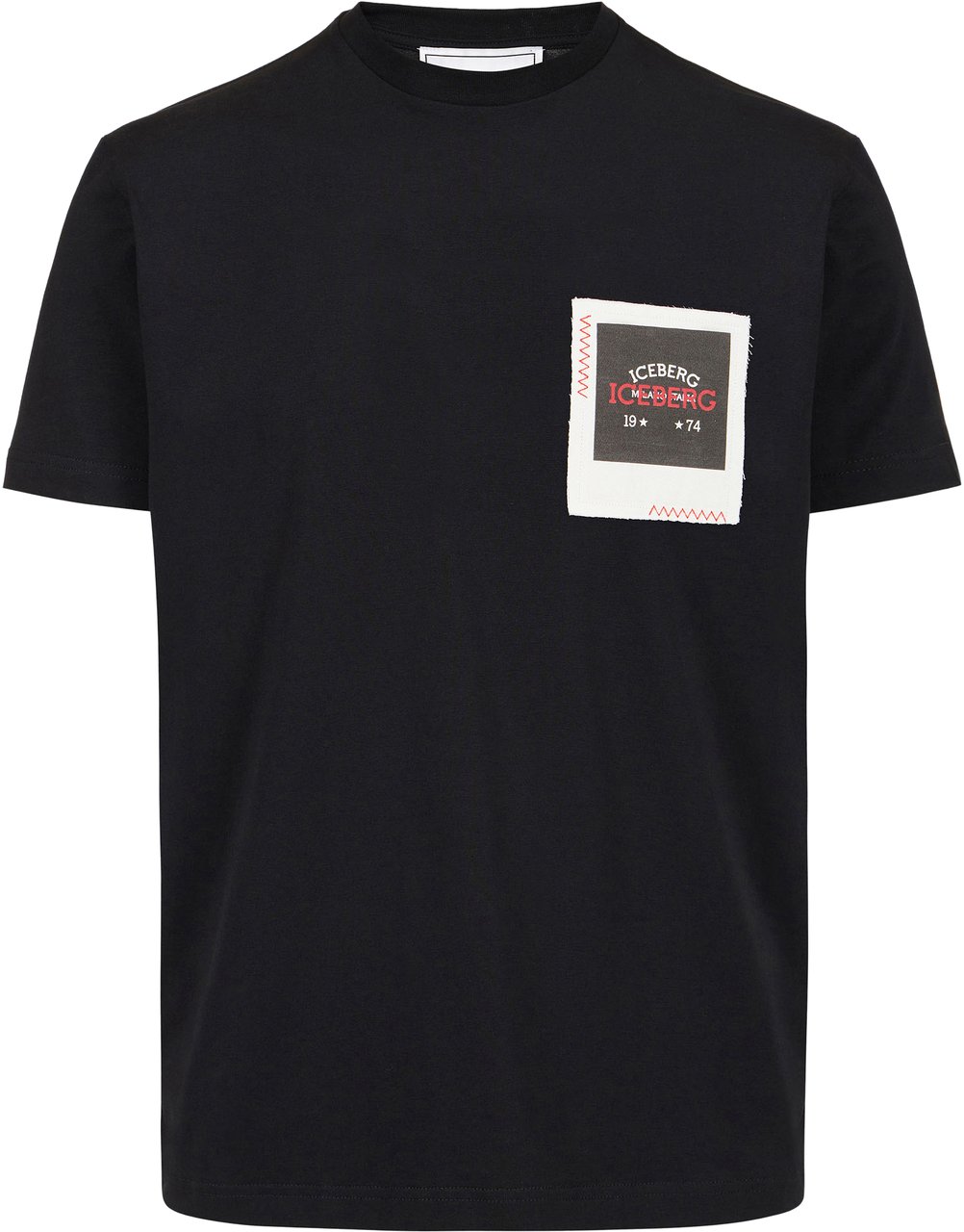 Iceberg Regular fit black T-shirt in compact jersey with Polaroid Iceberg print Zwart