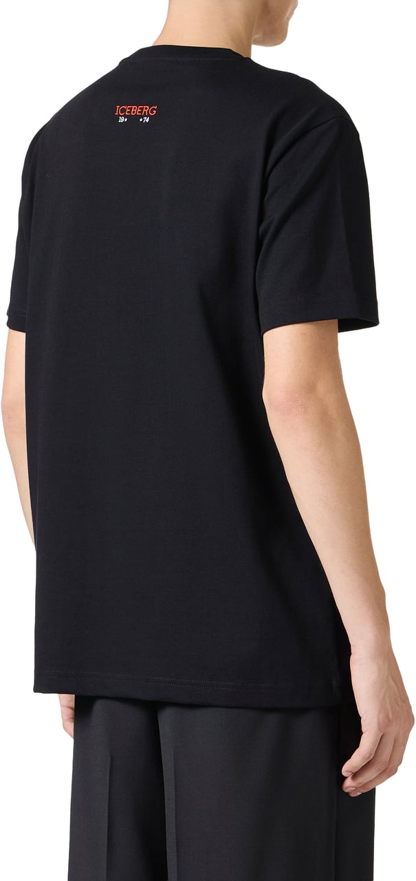 Iceberg Regular fit black T-shirt in compact jersey with Polaroid Iceberg print Zwart