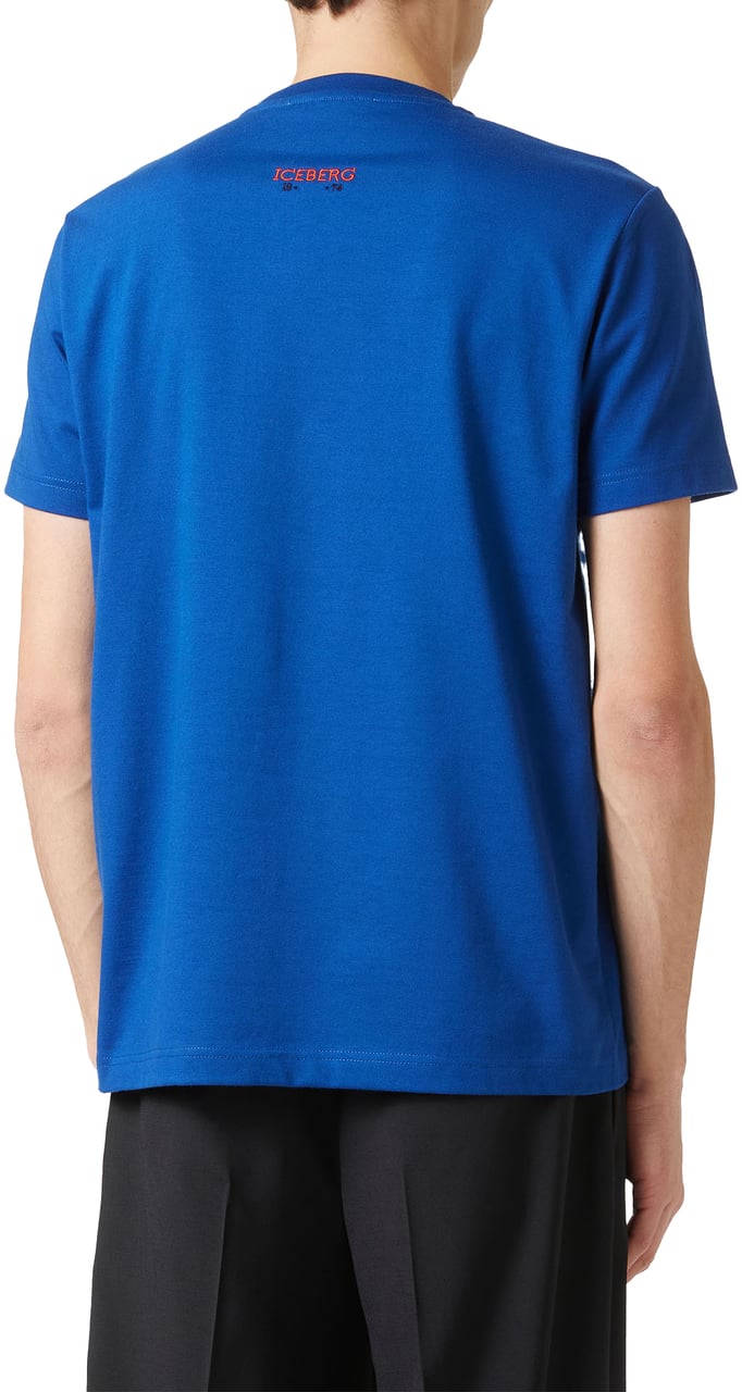 Iceberg Regular fit light blue T-shirt in compact jersey with Polaroid Iceberg print Blauw