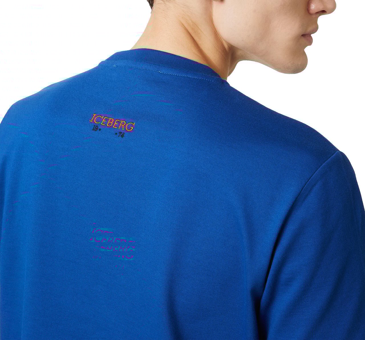 Iceberg Regular fit light blue T-shirt in compact jersey with Polaroid Iceberg print Blauw