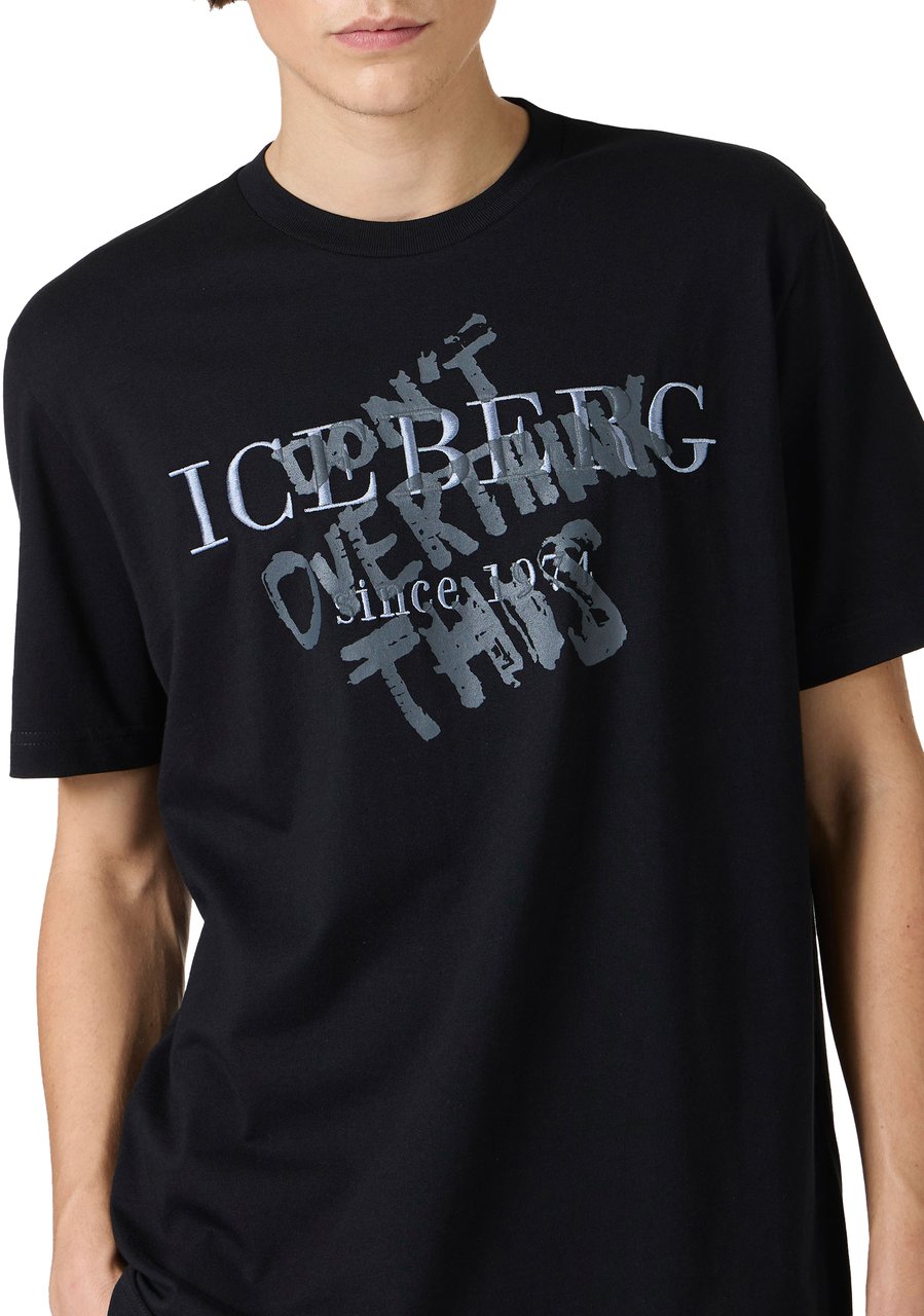 Iceberg Classic regular fit black cotton jersey T-shirt Zwart