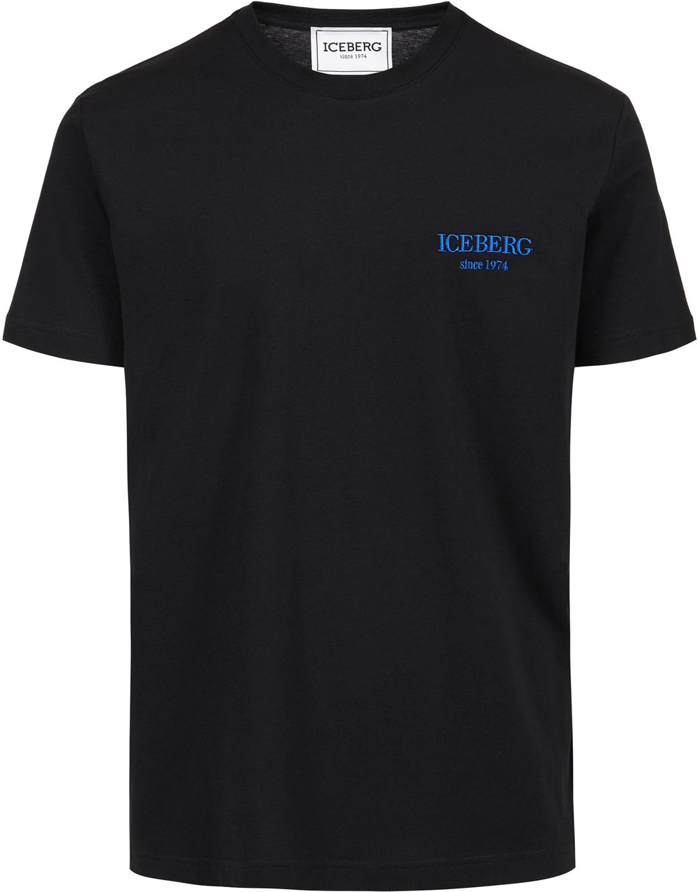 Iceberg Classic regular fit black T-shirt in cotton jersey with embroidered Iceberg logo Zwart
