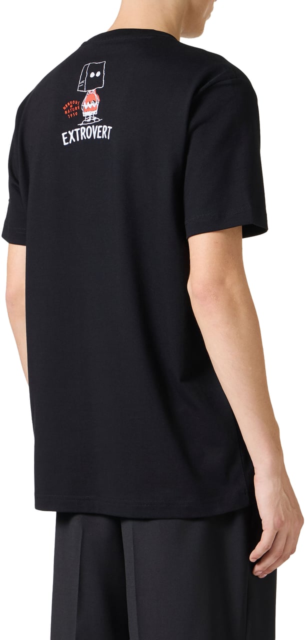 Iceberg Regular fit black T-shirt in compact jersey with mix of Peanuts prints and embroidery Zwart