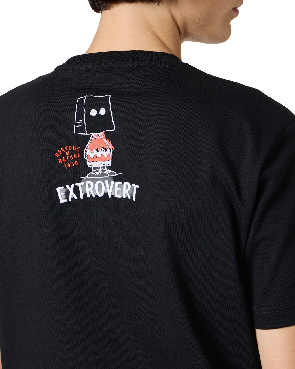 Iceberg Regular fit black T-shirt in compact jersey with mix of Peanuts prints and embroidery Zwart