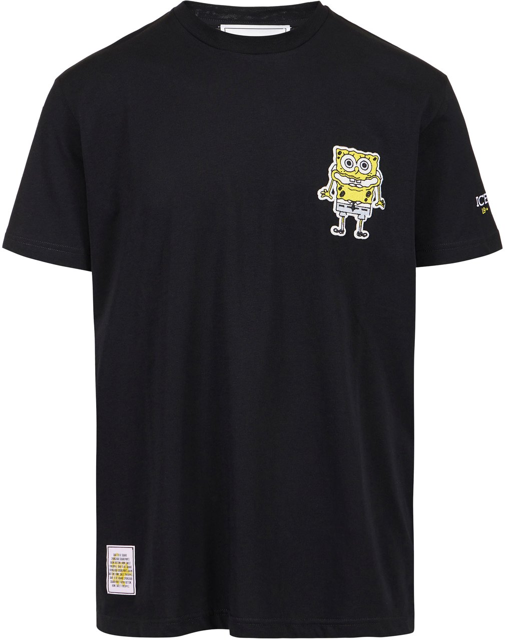 Iceberg Regular fit black T-shirt with SpongeBob patch and Iceberg logo label Zwart