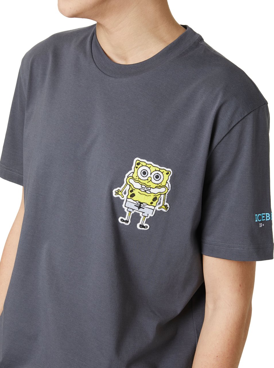Iceberg Dark grey regular fit T-shirt with SpongeBob patch and Iceberg logo label Grijs