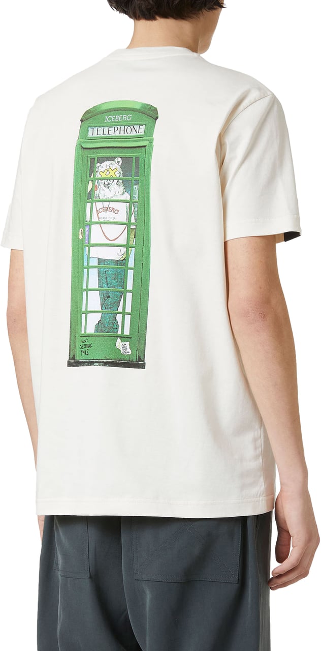 Iceberg Vanilla regular fit T-shirt with Iceberg logo embroidery and Bear print on the back Wit