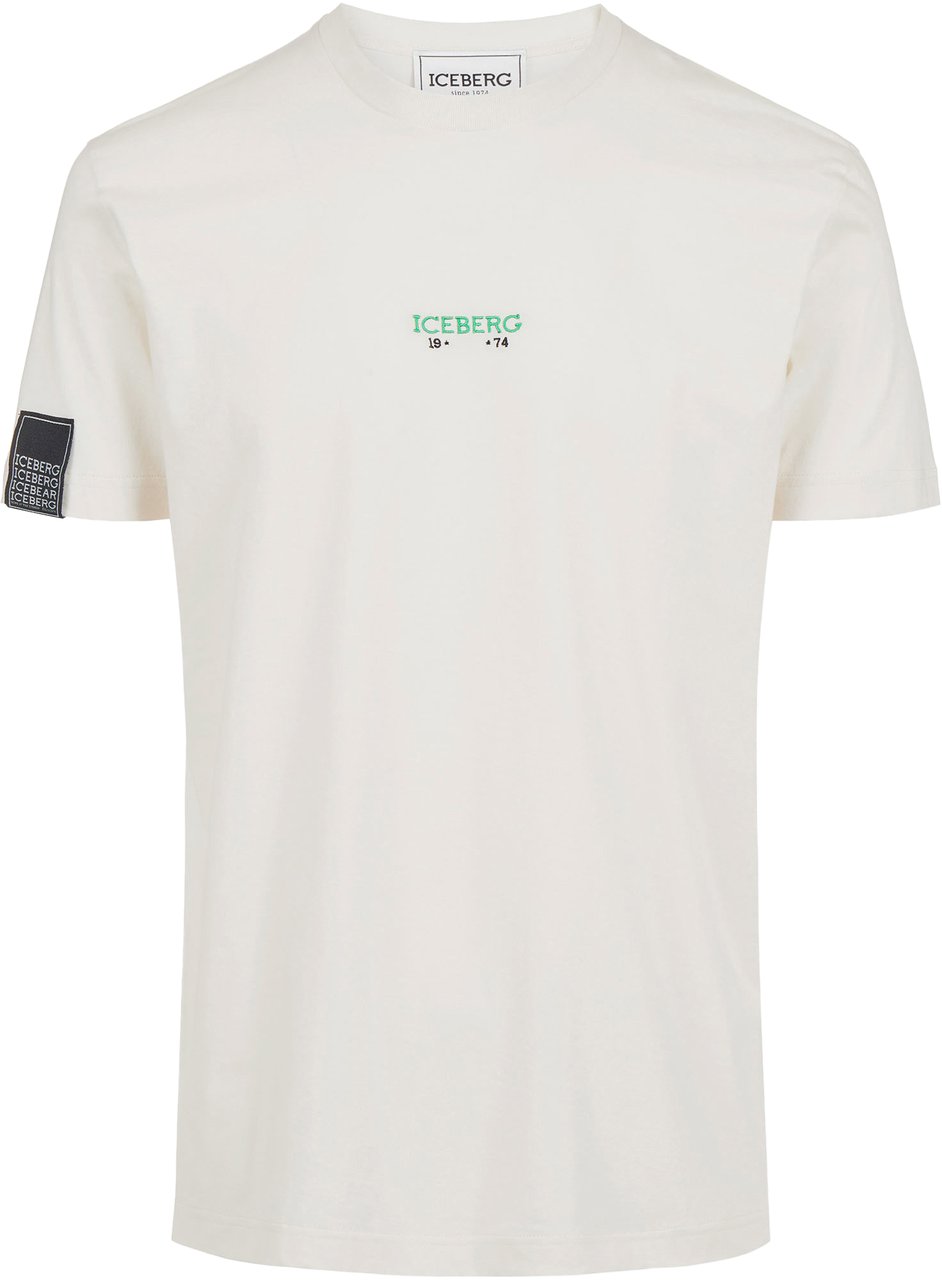 Iceberg Vanilla regular fit T-shirt with Iceberg logo embroidery and Bear print on the back Wit