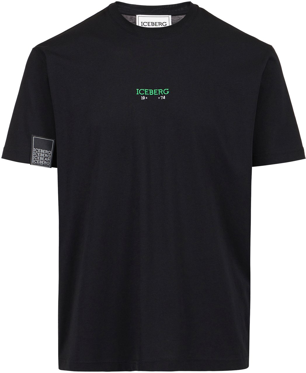 Iceberg Regular fit black T-shirt with Iceberg logo embroidery and Bear print on the back Zwart