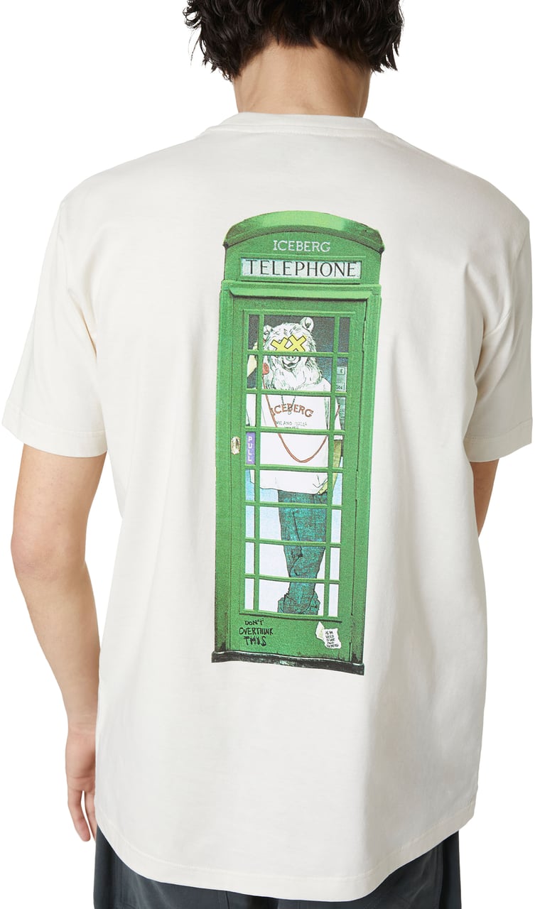 Iceberg Vanilla regular fit T-shirt with Iceberg logo embroidery and Bear print on the back Wit