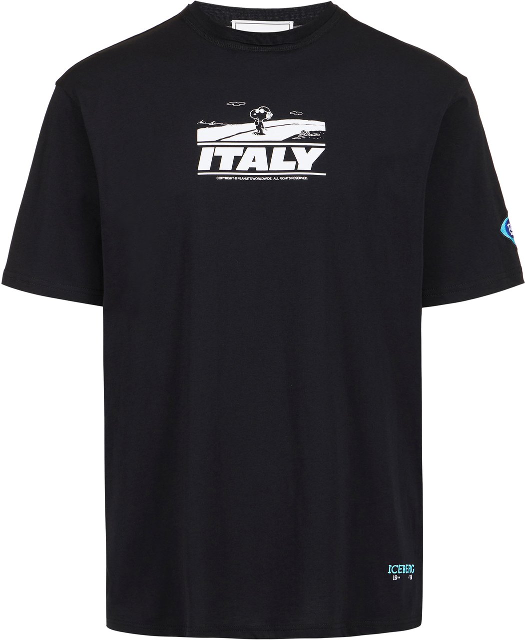 Iceberg Relaxed fit black T-shirt with Peanuts prints and Iceberg embroidery Zwart