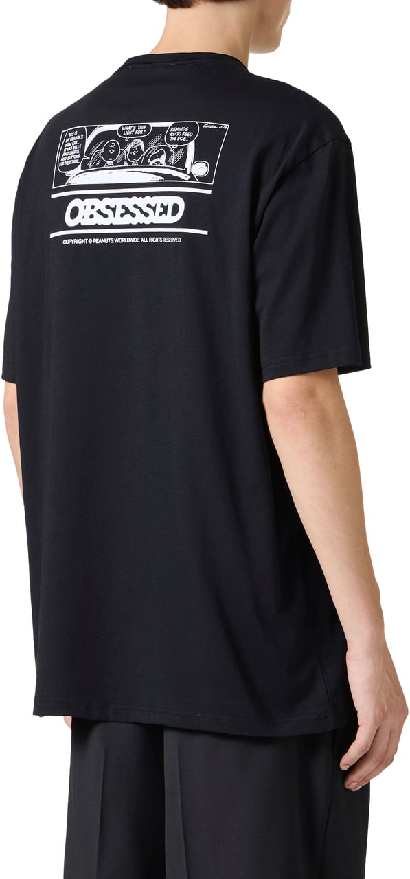 Iceberg Relaxed fit black T-shirt with Peanuts prints and Iceberg embroidery Zwart