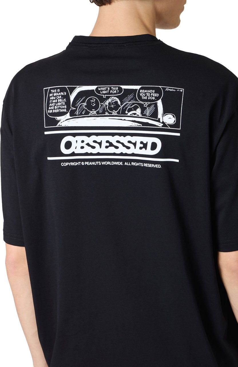 Iceberg Relaxed fit black T-shirt with Peanuts prints and Iceberg embroidery Zwart