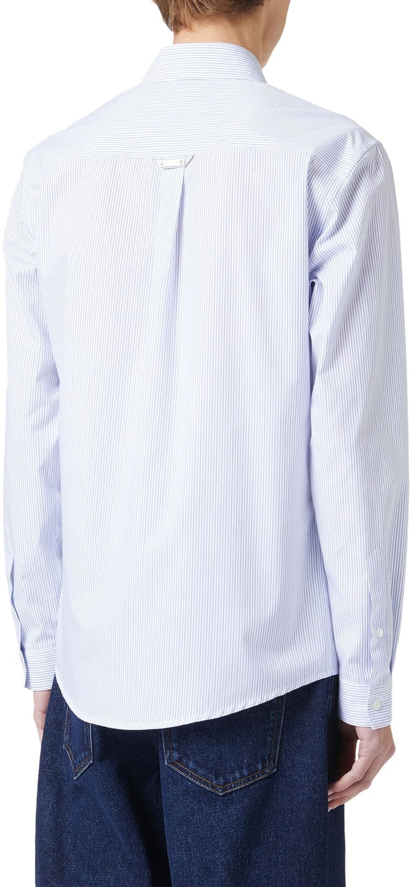 Iceberg Regular fit white and blue striped poplin shirt with Snoopy embroidery and metallic detail Zwart