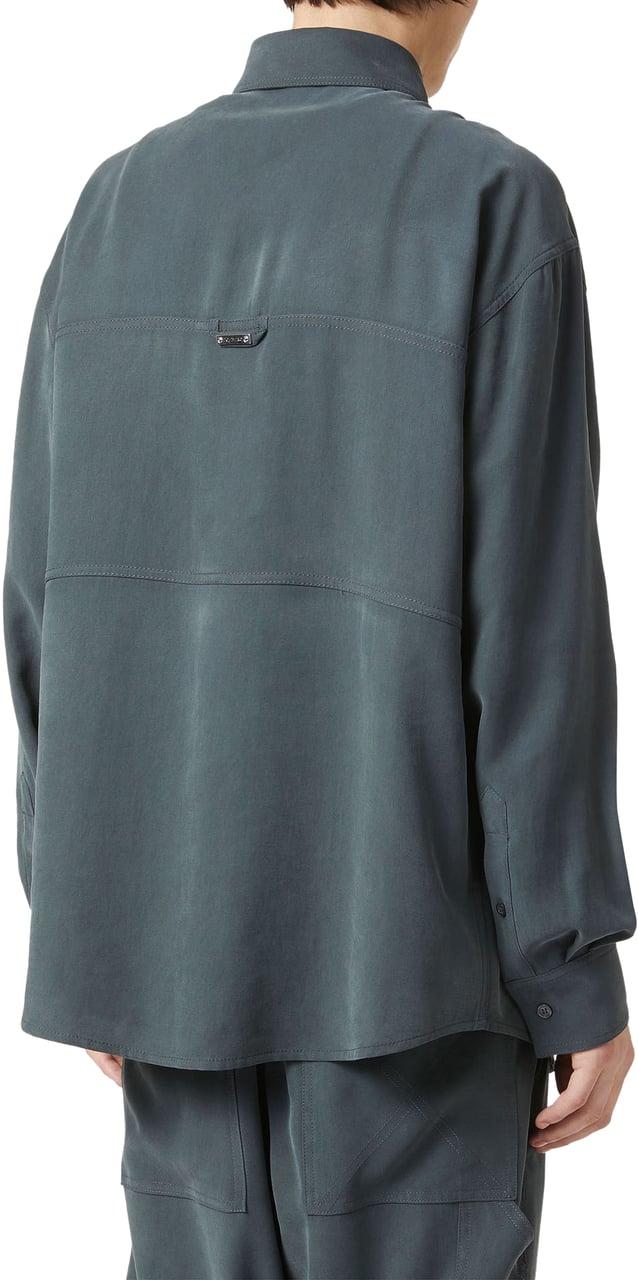 Iceberg Dark grey over-fit shirt in fluid twill with tone-on-tone stitching and metallic detail Grijs