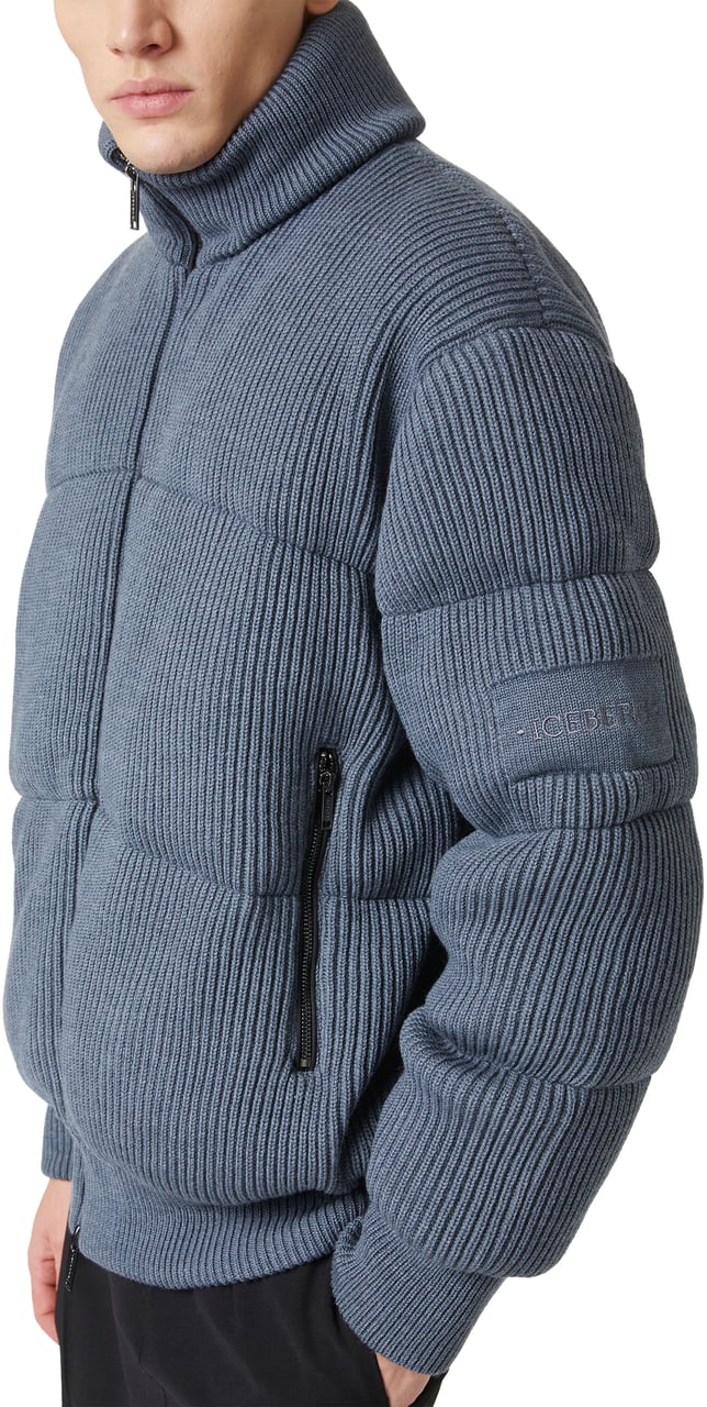 Iceberg Melange grey full knit color block jacket Grijs