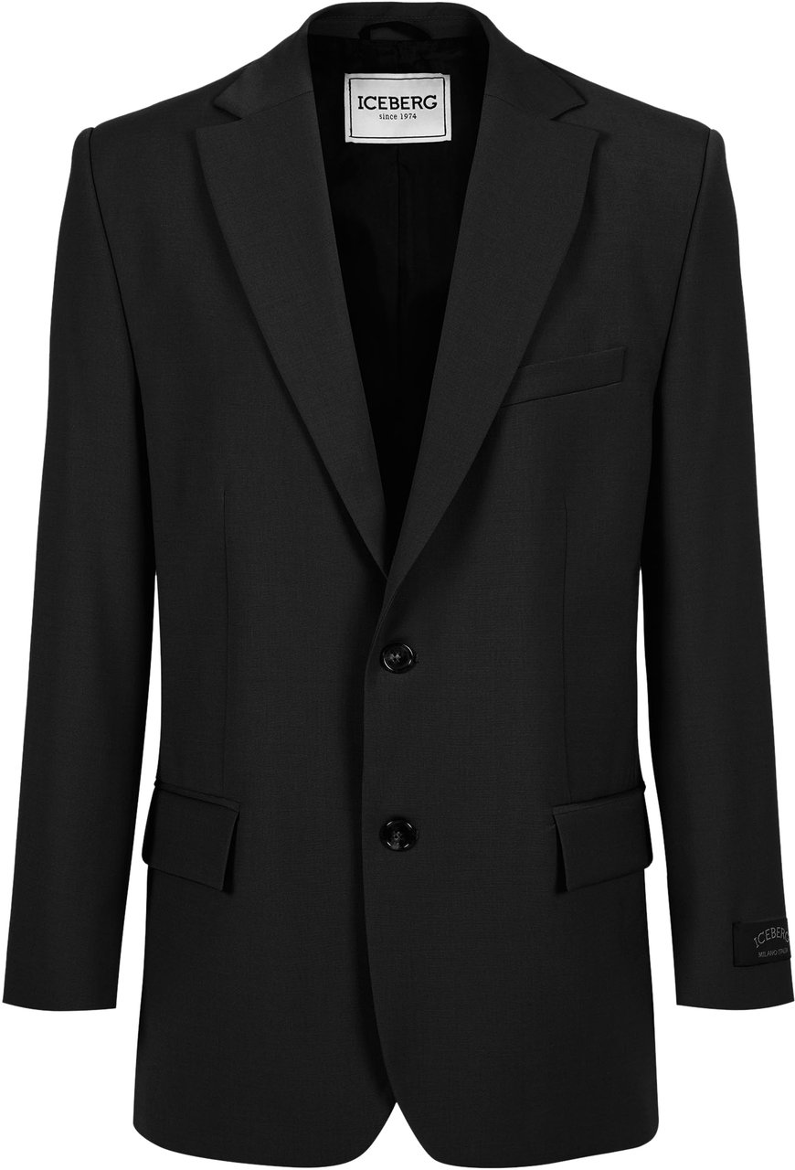 Iceberg Regular fit black jacket in cool wool Zwart