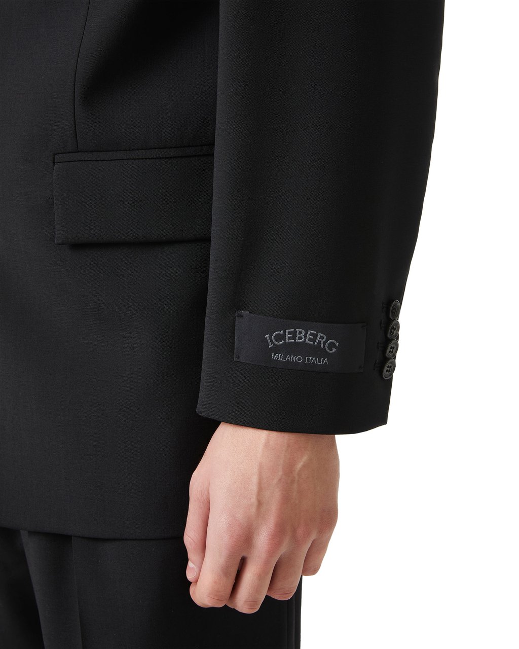 Iceberg Regular fit black jacket in cool wool Zwart