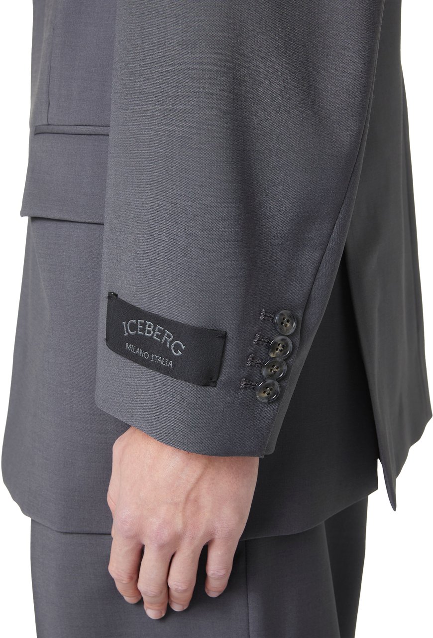 Iceberg Dark grey regular fit jacket in cool wool Grijs