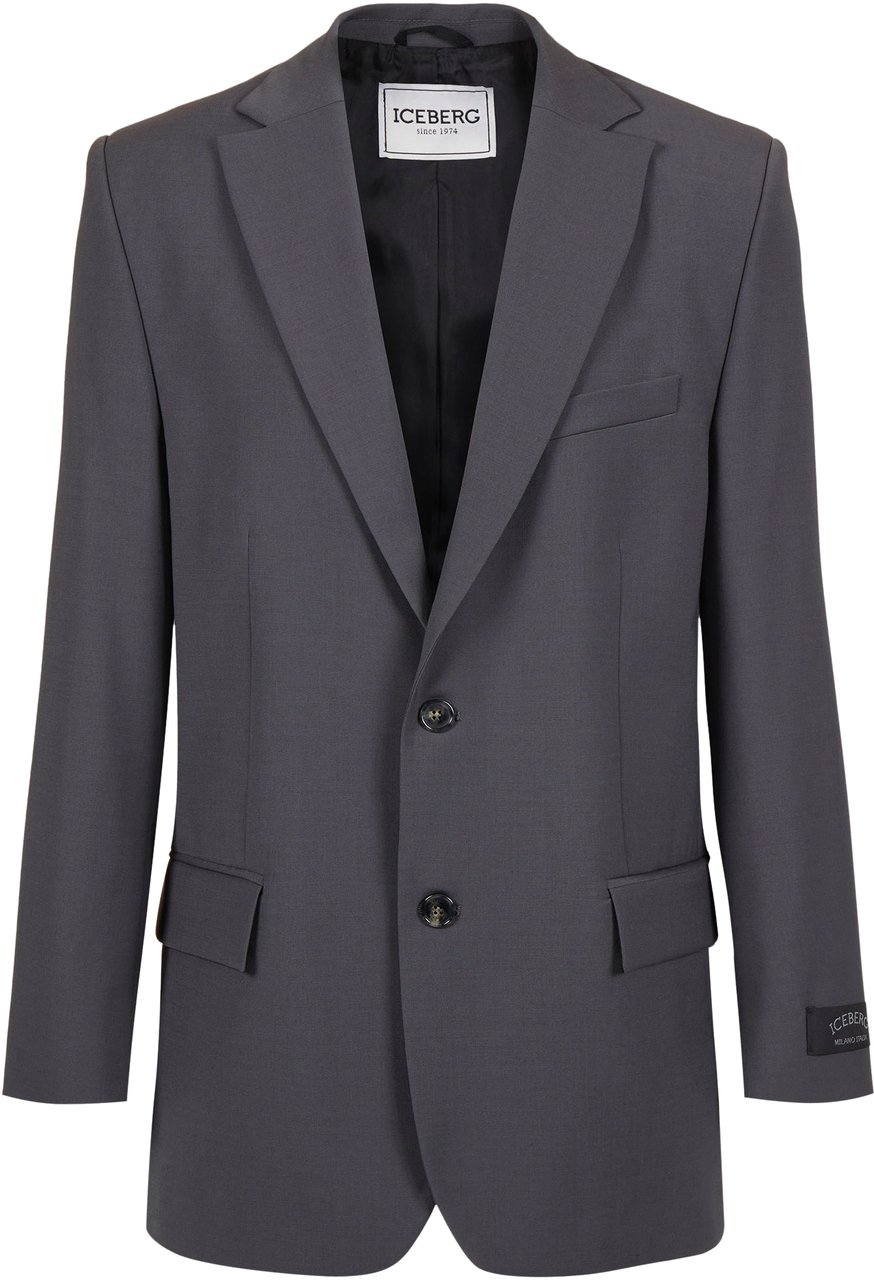 Iceberg Dark grey regular fit jacket in cool wool Grijs
