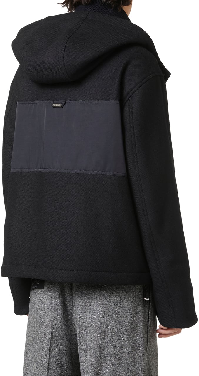 Iceberg Comfort fit black jacket in cloth and technical nylon Zwart