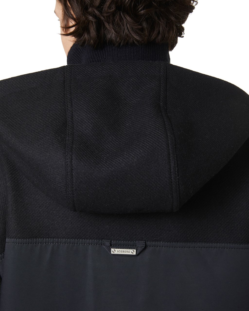 Iceberg Comfort fit black jacket in cloth and technical nylon Zwart