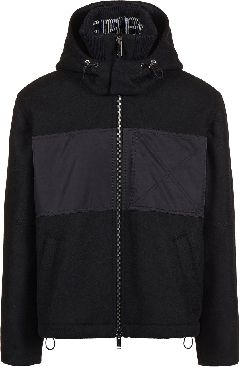 Iceberg Comfort fit black jacket in cloth and technical nylon Zwart