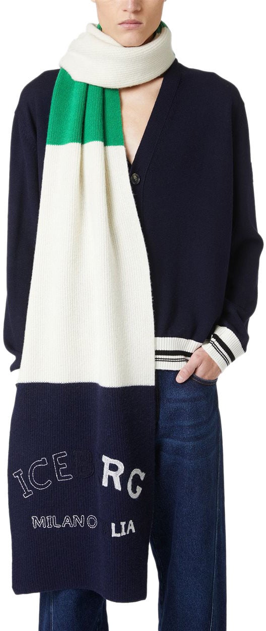 Iceberg Multicolored corn stitch scarf with embroidery Divers