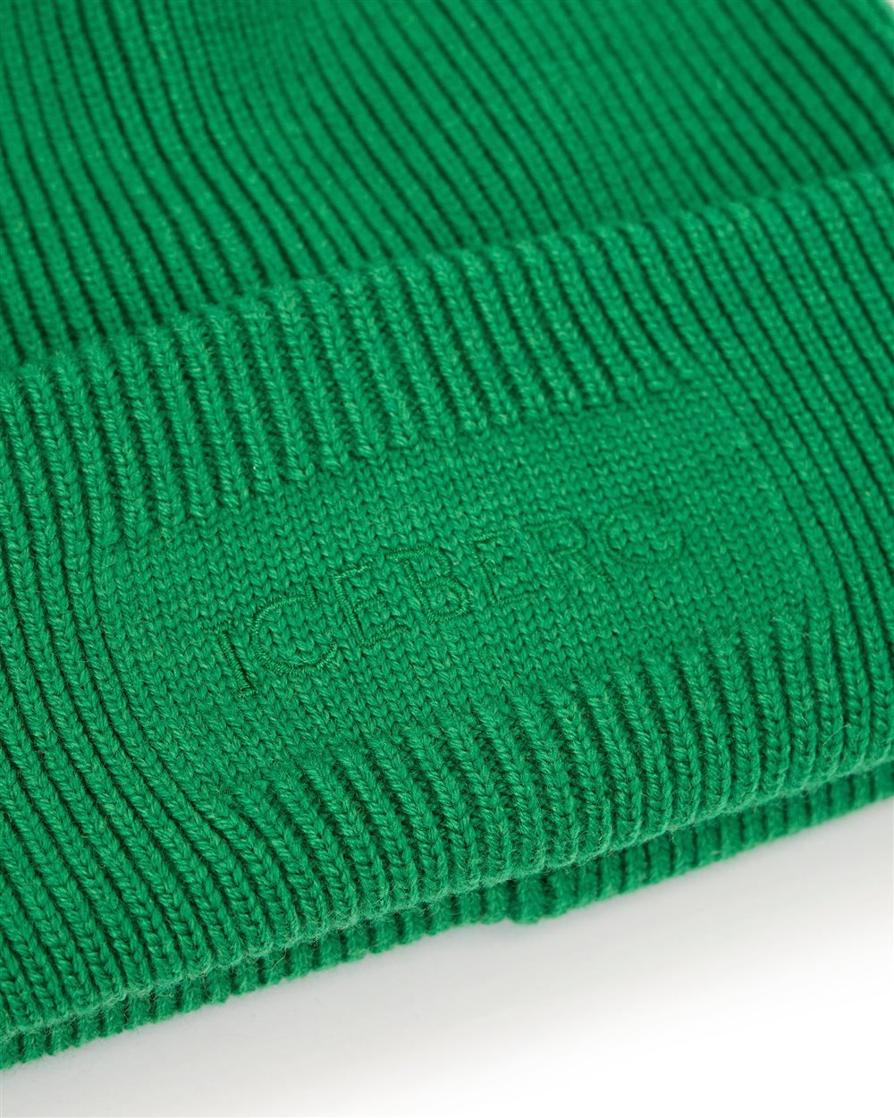 Iceberg Emerald green hat in extra-fine merino wool knit Groen