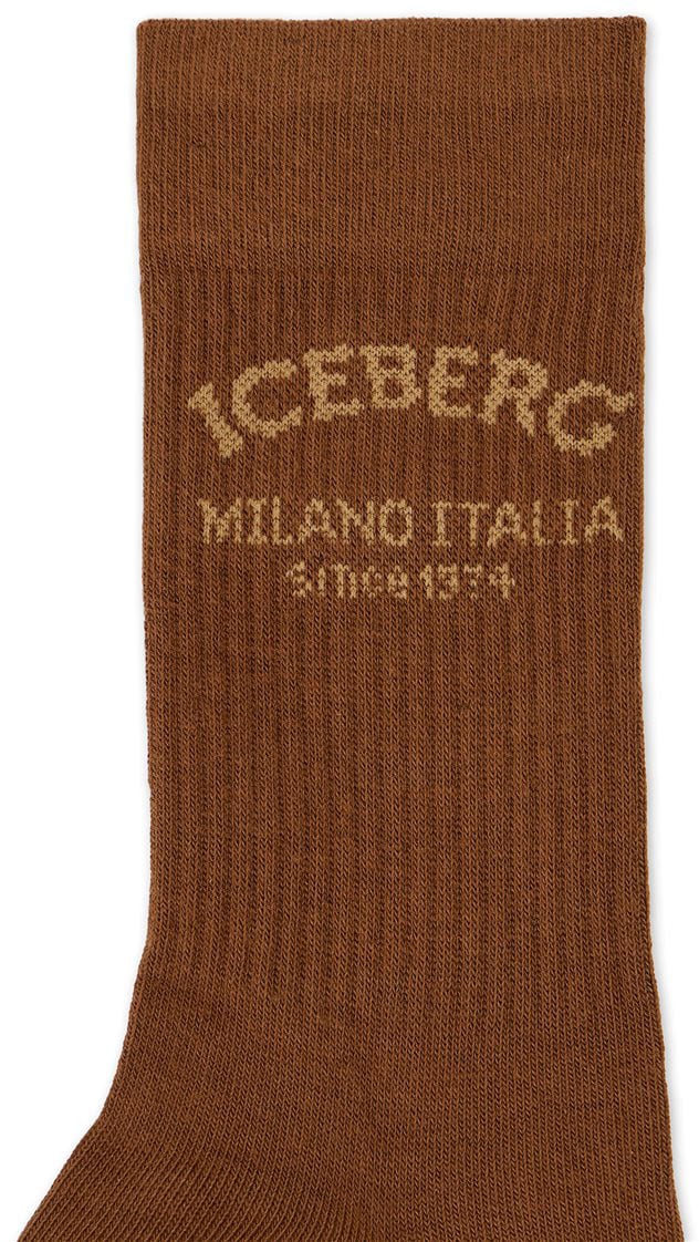 Iceberg Hazelnut-colored cotton socks with Iceberg Milano Italia logo Bruin
