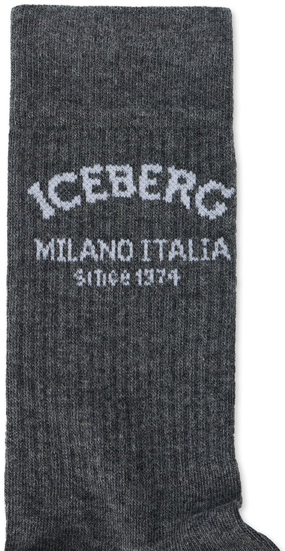 Iceberg Grey melange cotton socks with Iceberg Milano Italia logo Grijs