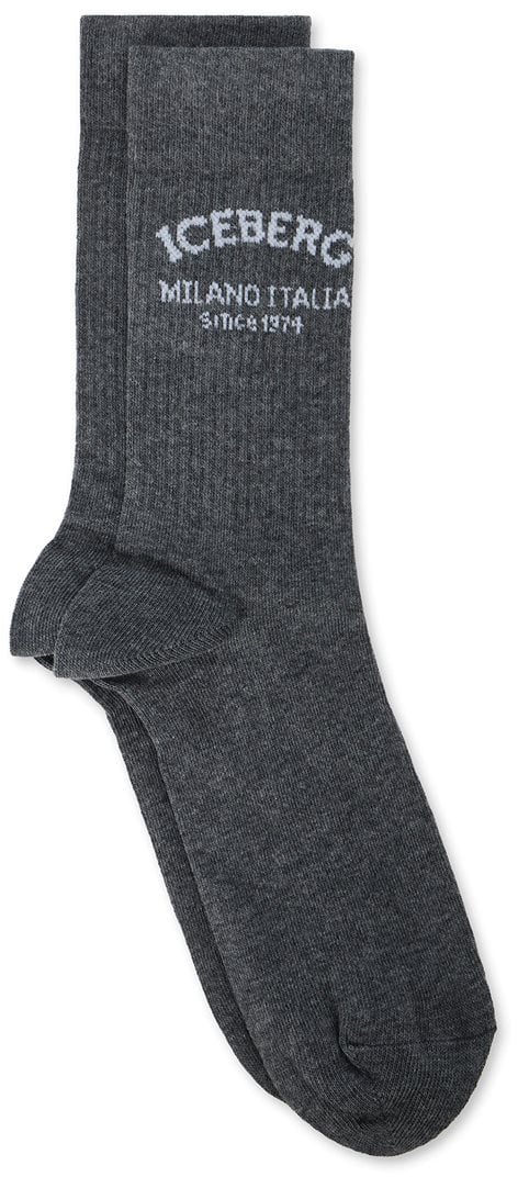 Iceberg Grey melange cotton socks with Iceberg Milano Italia logo Grijs