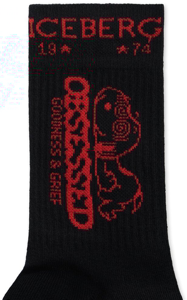 Iceberg Black cotton sock with peanuts graphic Zwart