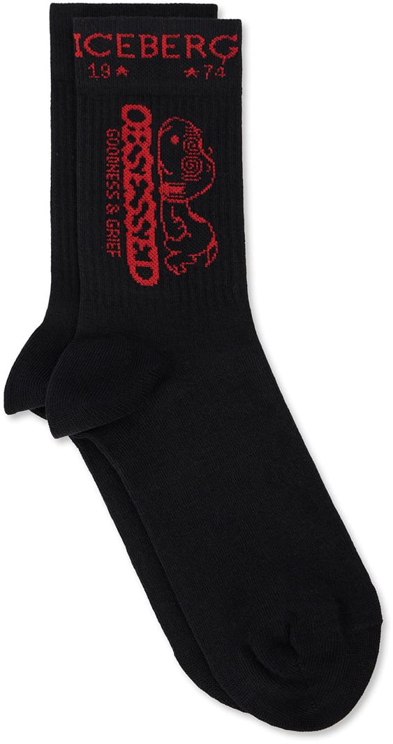 Iceberg Black cotton sock with peanuts graphic Zwart