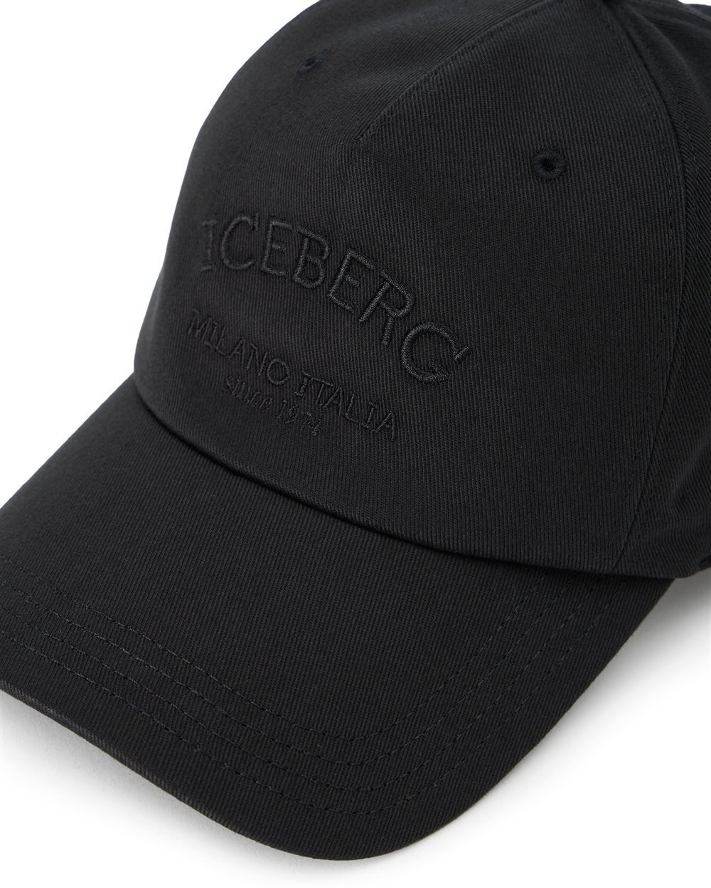 Iceberg Black gabardine cap with Iceberg Milano Italia logo embroidery Zwart