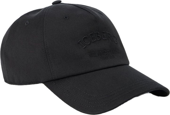 Iceberg Black gabardine cap with Iceberg Milano Italia logo embroidery Zwart
