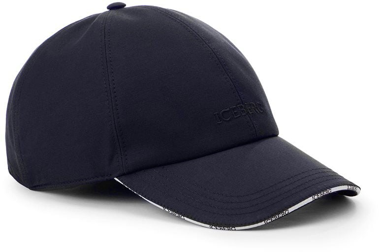 Iceberg Blue nylon cap with double iceberg logo Blauw