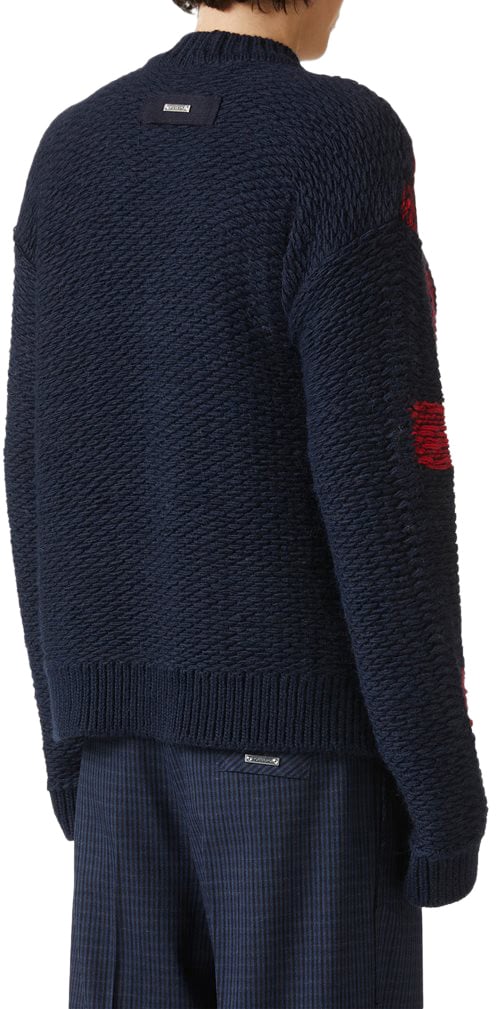 Iceberg Oversized multicolored crewneck sweater in alpaca wool Zwart